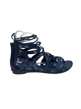 Born Crown Women’s Black Leather Lace-Up  Gladiator Sandals Size 10M